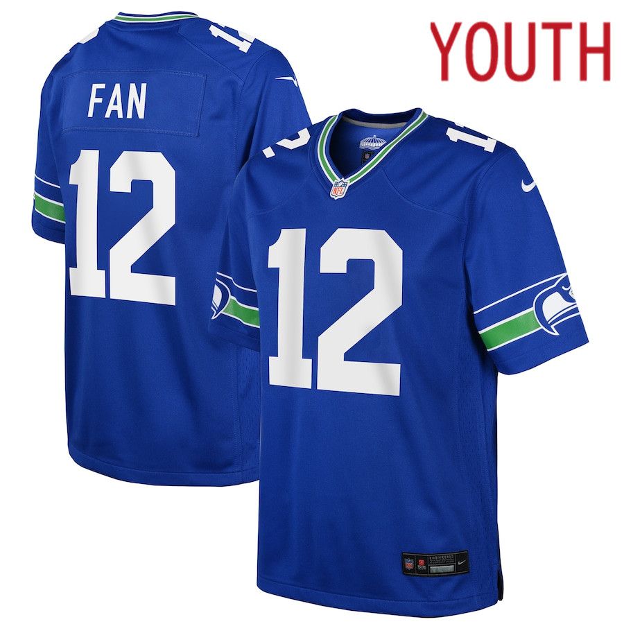 Youth Seattle Seahawks 12 Fan Nike Royal Throwback Player Game NFL Jersey